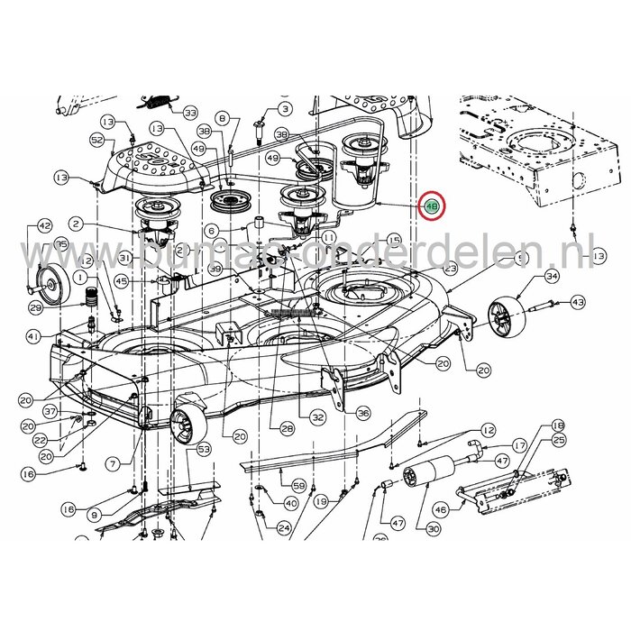 V snaar Maaidek voor MTD Zitmaaiers met 50" - 127 Cm Maaidek, Aandrijfriem voor de Maaimessen bij MF5023SD, GT1223, GT1224, GT1225, CC1224KHP,  Cub Cadet, Bolens, Yardman Tuintrekkers, Distributieriem Maaidek Aandrijving