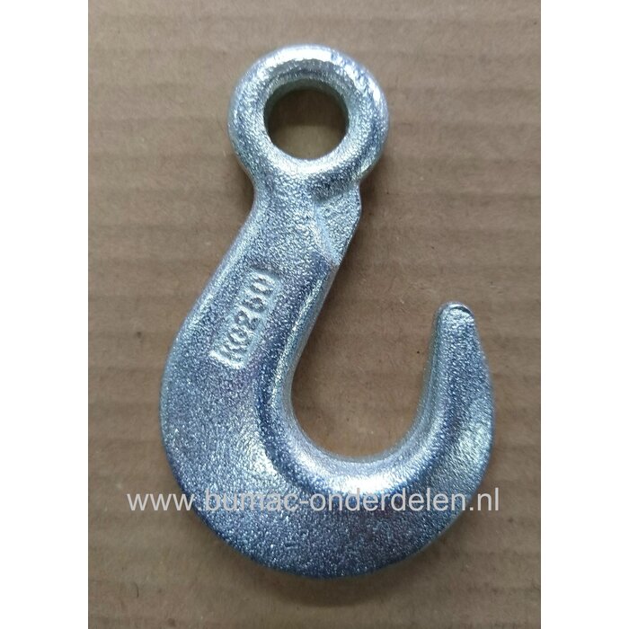 Lasthaak met oog 250KG, verzinkt, gesmeed De werklast geeft aan tot hoeveel gewicht de lasthaak gebruikt kan worden. Daarom is het belangrijk dat u een lasthaak aanschaft die past bij het gewicht dat u wilt vervoeren Toebehoren voor bosbouwkettingen en ka