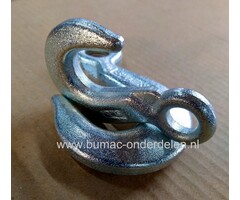 Lasthaak gesmeed verzinkt met oog  Max 500KG  De werklast geeft aan tot hoeveel gewicht de lasthaak gebruikt kan worden. Daarom is het belangrijk dat u een lasthaak aanschaft die past bij het gewicht van de werkzaamhgeden Toebehoren voor bosbouwkettingen