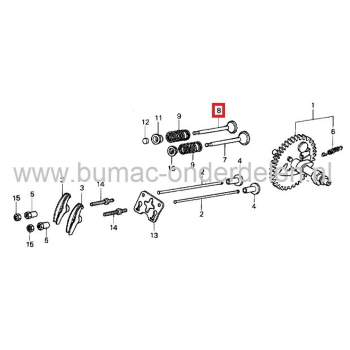 Honda Uitlaatklep GX110 Motor met Horizontale Krukas voor Aggregaat, Trilplaat, Generator, Waterpomp, Tuinfrees, Houtversnipperaar, Kooimaaier, Veegmachine, Bladblazer, Kantensnijder, Verticuteermachine, Hakselaar, Kleppen GX 110 