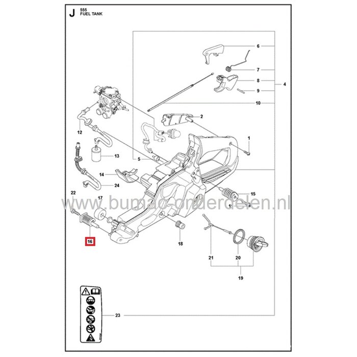 Trillingsdemper voor Husqvarna, Jonsered, Partner, McCulloch Kettingzaag, Motorzaag, Electrolux Anti vibratierubber voor Kettingzagen 545, 550XP/XPG, 555, 556, 560XP/XPG, 562XP/XPG, CS2252, CS2253/WH, CS2258, CS2260/WH, Vibratiedemper, Antivibratieveer
