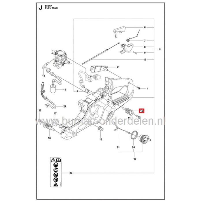 Trillingsdemper voor Husqvarna, Jonsered, Partner, McCulloch Kettingzaag, Motorzaag, Electrolux Anti Vibratieveer voor Kettingzagen 545, 550XP, 550XPG, CS2252, CS2253, CS2253WH, Vibratiedemper, Antivibratieveer, Dempveer