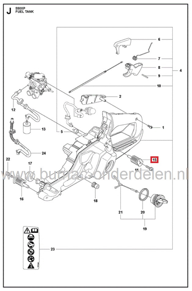 Trillingsdemper voor Husqvarna, Jonsered, Partner, McCulloch Kettingzaag, Motorzaag, Electrolux Anti Vibratieveer voor Kettingzagen 545, 550XP, 550XPG, CS2252, CS2253, CS2253WH, Vibratiedemper, Antivibratieveer, Dempveer