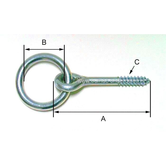 Bevestigingsoog 10x80 mm met Houtdraad Verzinkt, Ringdikte 10mm Schroefoog met Houtdraad Bevestigingsoog houtdraaduitvoering Aanlegring voor Staalkabel, Touw, Ketting