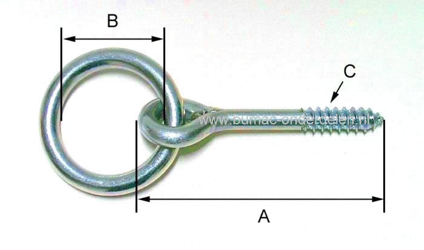 Bevestigingsoog 12x80 mm met Houtdraad Verzinkt, Ringdikte 12mm Schroefoog met Houtdraad Bevestigingsoog houtdraaduitvoering Aanlegring voor Staalkabel, Touw, Ketting  - Copy