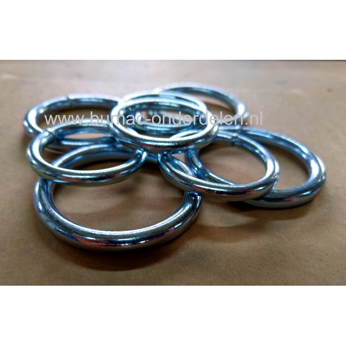 Ring 8x50mm Gelast en Verzinkt Ringen zijn Gelast en bestaan uit één geheel Ronde Ringen Verzinkt zijn voor zeer veel doeleinden geschikt Ronde Ringen worden veelal gebruikt om bijvoorbeeld Hondenriemen of Halsbanden te vervaardigen. Ook in de paard