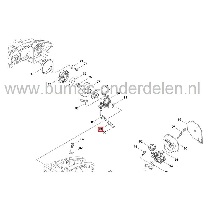 Drukveer Olieslang voor Dolmar en Makita Kettingzaag, Motorzaag, Olieveer DOLMAR PS222TH, MAKITA DCS230T, Veer bij Olie Slang PS-222-TH, DCS-230-T Kettingzagen