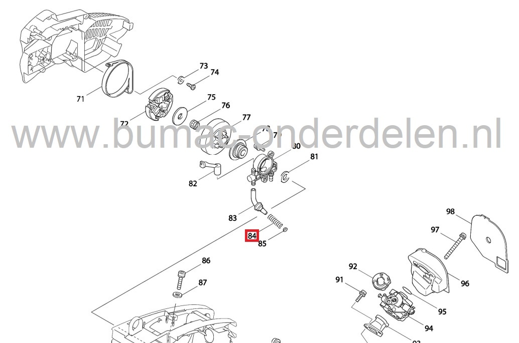 Drukveer Olieslang voor Dolmar en Makita Kettingzaag, Motorzaag, Olieveer DOLMAR PS222TH, MAKITA DCS230T, Veer bij Olie Slang PS-222-TH, DCS-230-T Kettingzagen