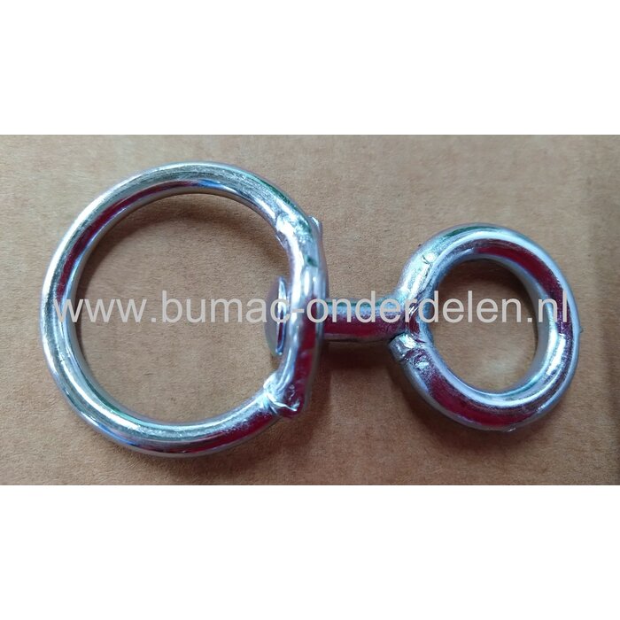 Wervel 8mm staal, verzinkt, 2 ogen gekoppeld door een Wartel, voorzien van een groot oog en een klein oog  Wervel met Draaiwartel. De Wartel-Staartwervel-Schapenwervel stevige Wartel voor een draaiende Verbinding  Ruitersport Honden Vogels VeehouderijWerv