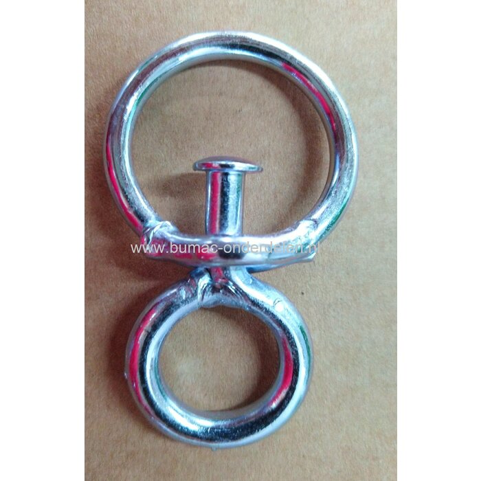 Wervel 8mm staal, verzinkt, 2 ogen gekoppeld door een Wartel, voorzien van een groot oog en een klein oog  Wervel met Draaiwartel. De Wartel-Staartwervel-Schapenwervel stevige Wartel voor een draaiende Verbinding  Ruitersport Honden Vogels VeehouderijWerv