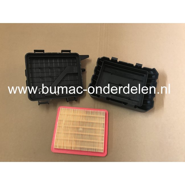 Luchtfilter behuizing voor Loncin motor op Grasmaaier, Veegmachine LC1P65FB, MC65 Castel Garden, Stiga, Mountfield, Alpina. grasmachine, luchtfilterdeksel, luchtfilterkap, luchtfilterhouder, luchtfilterhuis, onderdeel