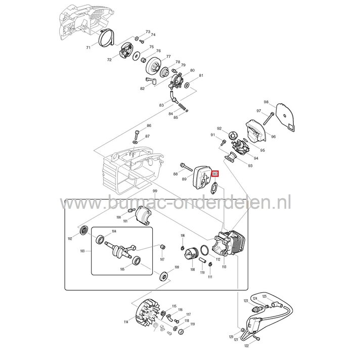 Uitlaatpakking voor Dolmar PS222TH en Makita DCS230T Kettingzaag, Motorzaag, Uitlaat Dichting voor PS-222-TH, DCS-230-T, Demperpakking DOLMAR, MAKITA, Uitlaat Pakking, Demper Pakking