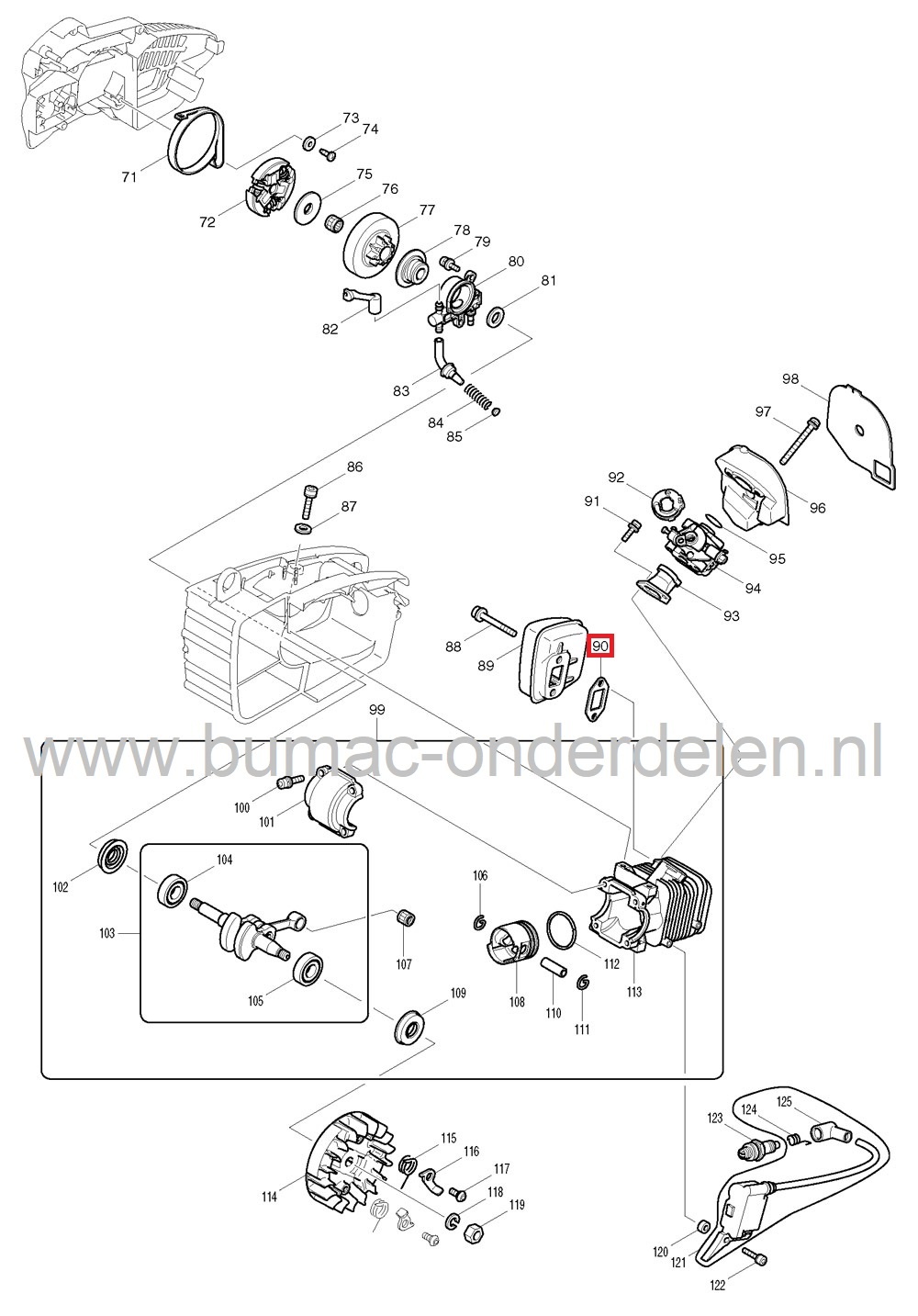 Uitlaatpakking voor Dolmar PS222TH en Makita DCS230T Kettingzaag, Motorzaag, Uitlaat Dichting voor PS-222-TH, DCS-230-T, Demperpakking DOLMAR, MAKITA, Uitlaat Pakking, Demper Pakking