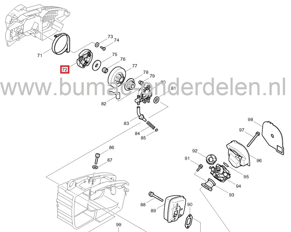 Centrifugaalkoppeling voor Dolmar en Makita Kettingzaag, Motorzaag, Centrifugaal Koppeling voor DOLMAR PS222TH, MAKITA DCS230T, Koppeling PS-222-TH, DCS-230-T