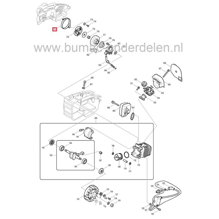 Remband voor Dolmar PS222TH, Makita DCS230T Kettingzaag, Rem voor Koppelingstrommel van DOLMAR en MAKITA Motorzaag, Remveer voor PS-222-TH, DCS-230-T, Remstrip, Rem Band, Rem Veer