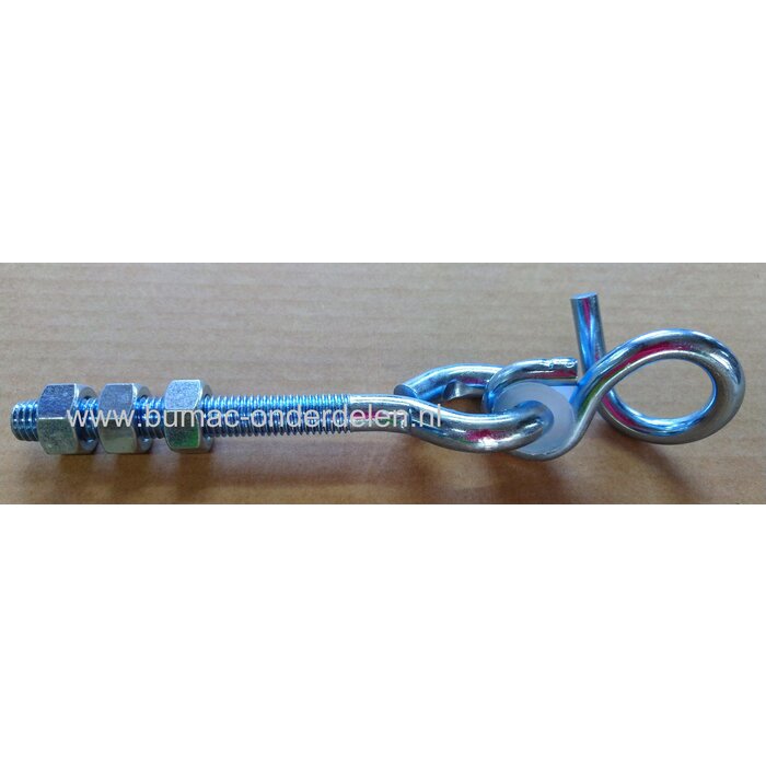 Spiraalhaak M12 180mm Verzinkt metrisch schroefdraad met moeren en kunststof bus  Bevestigingshaak kan gebruikt worden om zware voorwerpen op te hangen Veiligheidshaak,  Schommelhaak, Krulhaak,  taalkabels, Schalmketting, Touwen, Schommel Industrie Werkpl