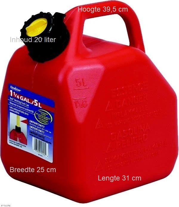 Handige jerrycan van 20 liter. Met flexibele vulslang zodat je nooit meer morst. Verkrijgbaar in 5 liter, 10 liter, 20 liter. Gemaakt uit hoogwaardig kunststof. Aparte ventilatie. Speciaal ontwerp om makkelijk te gieten. Morsvrij systeem. De sc