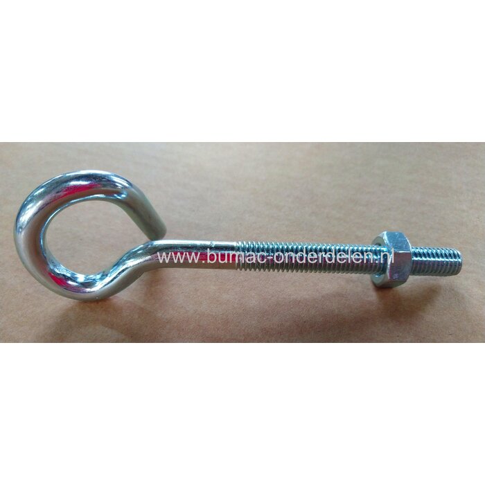 Plafondhaak M10 lengte 140mm, Verzinkt, Metrisch Schroefdraad met Moer  Een Haak in je plafond kan o.a. ook handig zijn om plantmanden, papieren lantaarns, wandlampen met een stekker of ander hangend decor aan op te hangen.  Staalkabels, Schalmketting, To