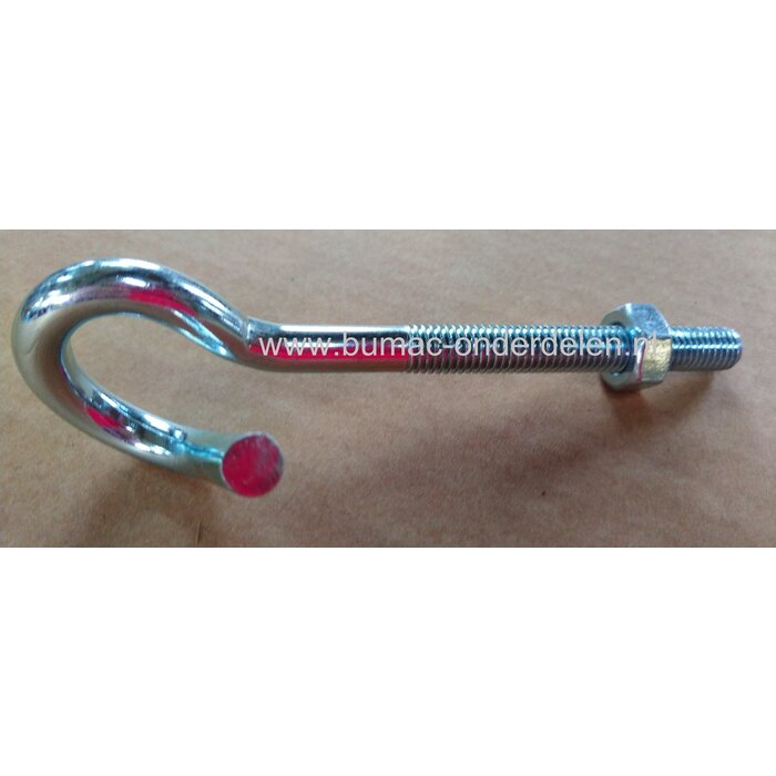 Plafondhaak M10 lengte 140mm, Verzinkt, Metrisch Schroefdraad met Moer  Een Haak in je plafond kan o.a. ook handig zijn om plantmanden, papieren lantaarns, wandlampen met een stekker of ander hangend decor aan op te hangen.  Staalkabels, Schalmketting, To