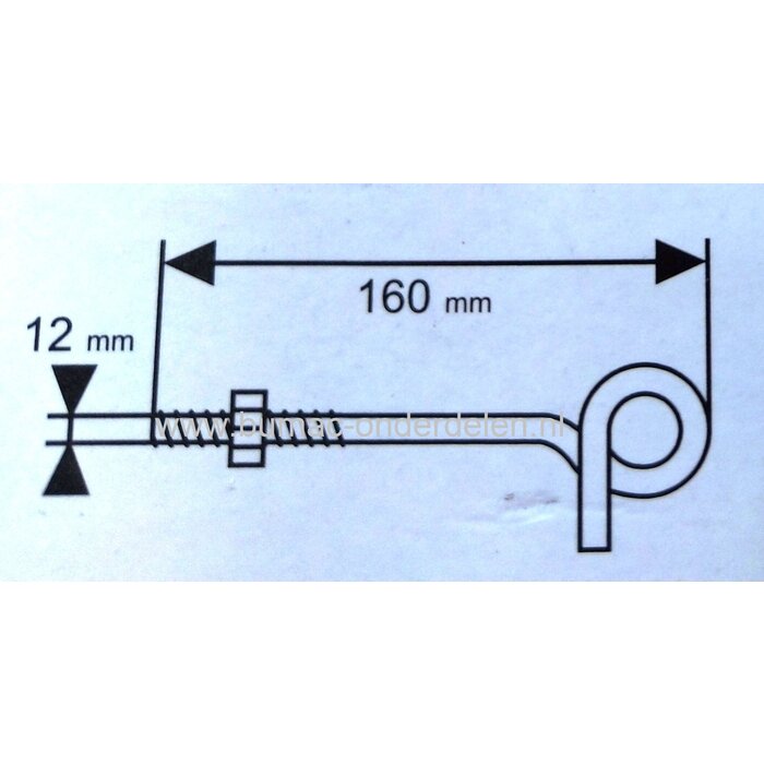 Plafondhaak M12 lengte 160mm Verzinkt Metrisch Schroefdraad met Moer  Een Haak in je plafond kan o.a. ook handig zijn om plantmanden, papieren lantaarns, wandlampen met een stekker of ander hangend decor aan op te hangen.  Staalkabels, Schalmketting, To