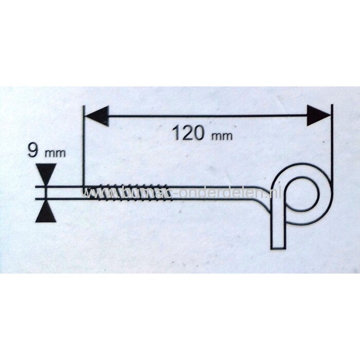 Plafondhaak Ø 9 lengte 120 mm Verzinkt Houtdraad voor Schommel, Tuingereedschap, Fiets, Plantmanden, Lantaarns, Lampen, Staalkabels, Schalmketting, Touwen,  Industrie Werkplaats, Garage Schuur, Tuin, Plafond haak, Bevestigingshaak, Binnen/buitengebruik