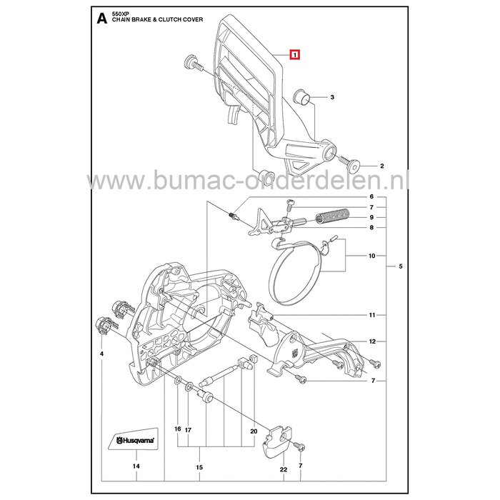 Remhendel voor Husqvarna, Jonsered, Partner, McCulloch Kettingzaag, HUSQVARNA 545, 550, 550XP, 550XPG, JONSERED CS2252, CS2253, Veiligheidsbeugel Inschakelen Kettingrem, Veligheids Beugels, Kick Back Bescherming, Remhendel Terugslag Beveiliging, Electrolu