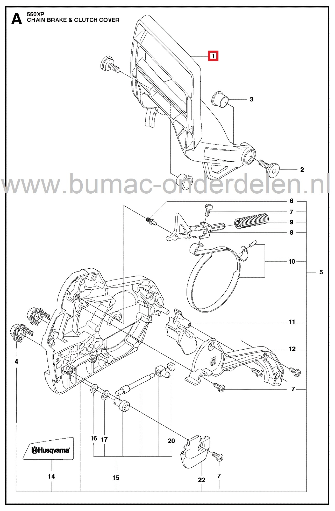 Remhendel voor Husqvarna, Jonsered, Partner, McCulloch Kettingzaag, HUSQVARNA 545, 550, 550XP, 550XPG, JONSERED CS2252, CS2253, Veiligheidsbeugel Inschakelen Kettingrem, Veligheids Beugels, Kick Back Bescherming, Remhendel Terugslag Beveiliging, Electrolu