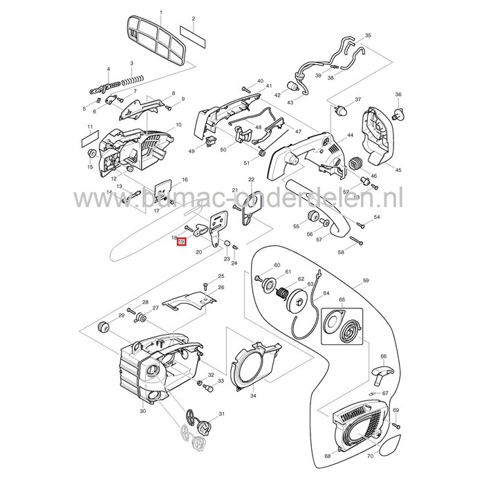 Kettingvanger voor Dolmar PS222TH en Makita DCS230T Kettingzaag, Motorzaag, Vanger voor Zaagketting PS-222-TH, DCS-230-T Kettingzagen