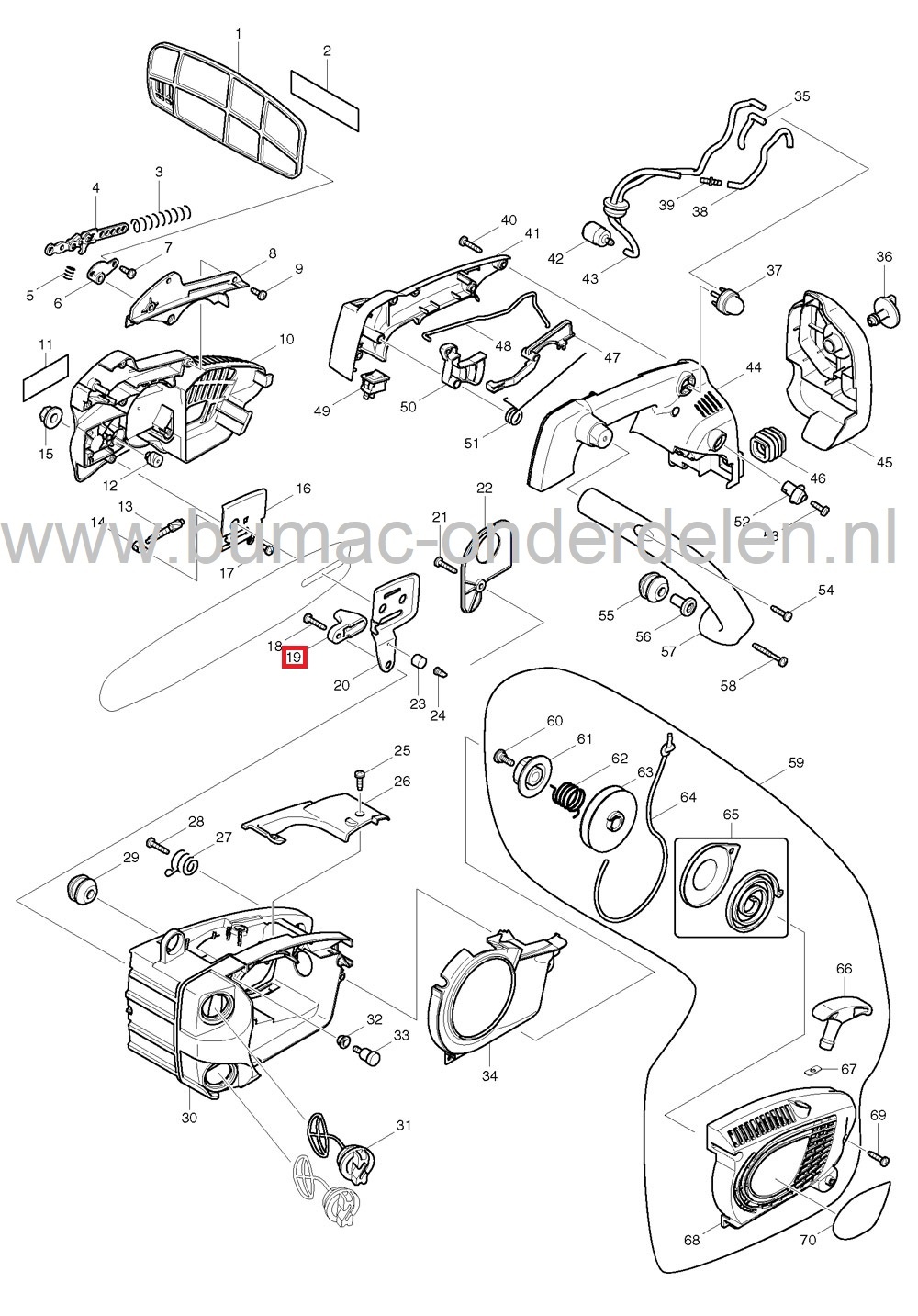Kettingvanger voor Dolmar PS222TH en Makita DCS230T Kettingzaag, Motorzaag, Vanger voor Zaagketting PS-222-TH, DCS-230-T Kettingzagen