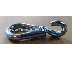 Karabijnhaak 7x77 mm Verzinkt Vaste Bevestigingshaak met veer Karabijnhaken of festonhaken kunnen makkelijk bevestigd worden en weer losgemaakt worden Schalmkettingen, Staalkabels, Touw,  Bergsport Hondensport Paardensport