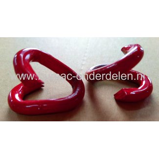 Noodschakel 6 mm Bekleed met Rood Kunststof  ook wel 'quicklink' of snelsluiting genoemd, kan dicht geknepen worden waardoor een verbinding snel tot stand kan worden gebracht  Geschikt voor het verbinden van kettingen Staalkabels Kettingen en Toebehoren