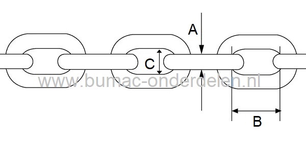 Kortschalmige Ketting 8mm met Gelaste Schalm Verzinkt DIN 5685 Breekkracht 3,2kN 8x32x14,4mm  Voor diverse toepassingen Woning Tuin Schoorsteenveger Landbouw Veehouderij