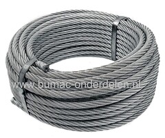 Staalkabel  8 mm Verzinkt Constructie 6 met Touwkern,  34,8kN Draaiarm en Spanningsvrij Din 3055 Lierkabel, Remkabel