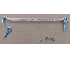 Windhaak 40 mm Vergrendelpen Ø 2,8 mm met Houtdraad Verzinkte Windhaak, Inclusief Schroefogen  Lange haak met Oogschroef,  Stormhaak, Deurhaak, Huis, Tuin, Bedrijf, Boot, Deuren, Ramen, Luiken, Meubels, Poort 40mm