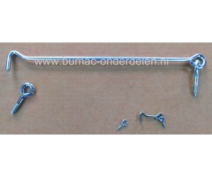 Windhaak 30 mm Vergrendelpen Ø 2,8 mm met Houtdraad Verzinkte Windhaak, Inclusief Schroefogen  Lange haak met Oogschroef,  Stormhaak, Deurhaak, Huis, Tuin, Bedrijf, Boot, Deuren, Ramen, Luiken, Meubels, Poort 30mm