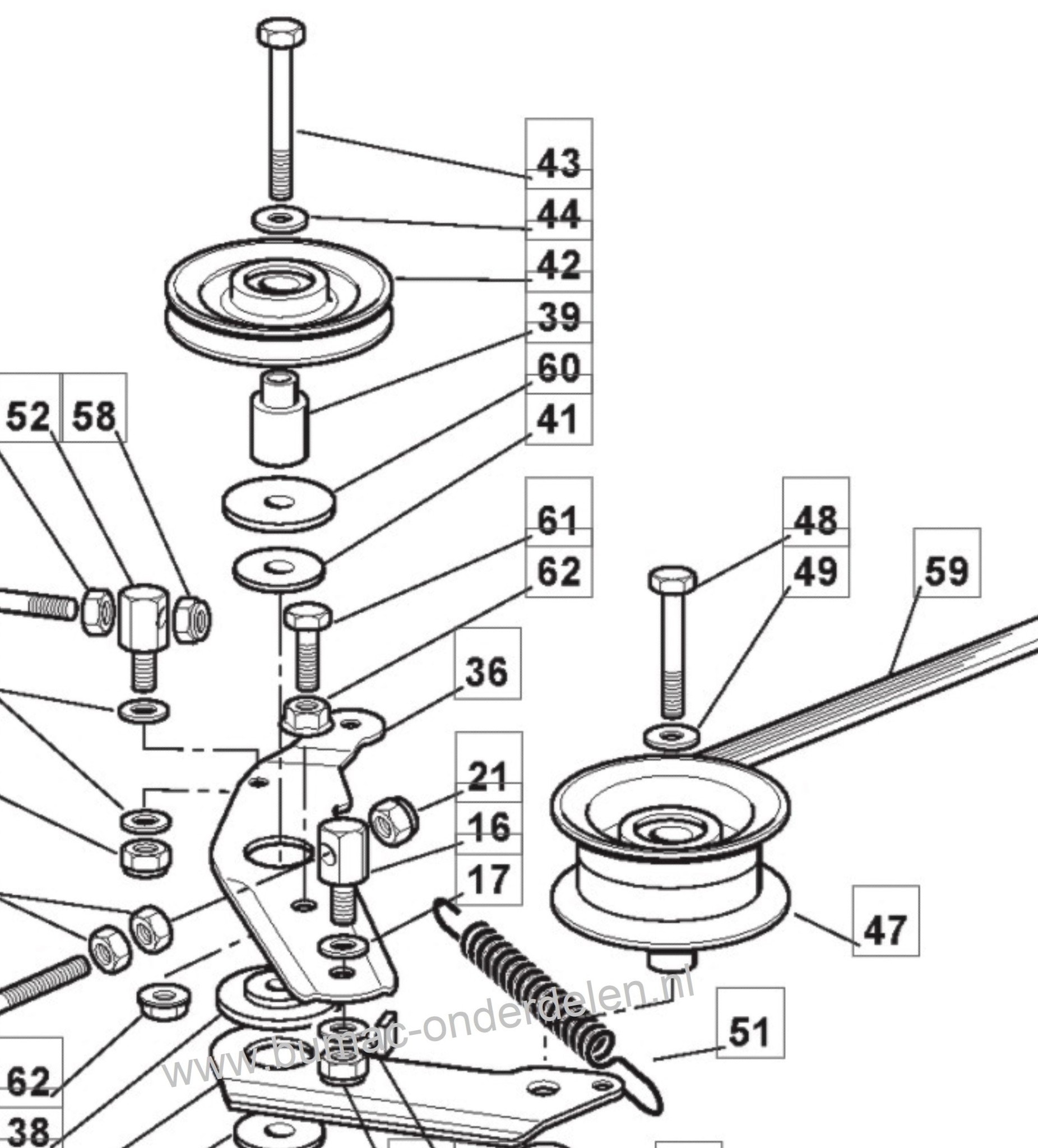 Afstandsbus voor V snaar poelie van  CastelGarden, Stiga, Alpina, Mountfield Zitmaaier, Grasmachine, Spanpoelie, Drukpoelie voor 1228H, 1228M, CT125/72H, Estate Master, ET10/72H, Garden Combi, MF2211H, Skipper 72K, TC105/72. TC115/72, TC125/72