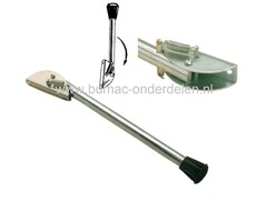 Deurvastzetter 160 mm Verzinkt met Zwarte Rubberen dop en twee Veren Deurvergrendeling Neerslaand model Voor bevestiging op de deur Sta-vast, verend, Voetbediening   Deurstopper 160mm