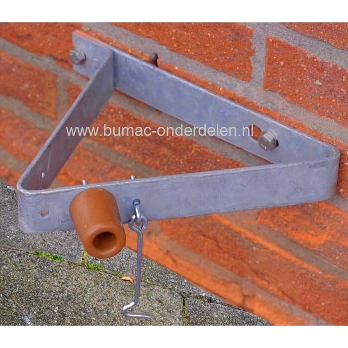 Deurvanger Verzinkt met Windhaak en Buffer 285x40 mm, Vastzethaak 100x4 mm Deuropvanger, Deuropvangbeugel