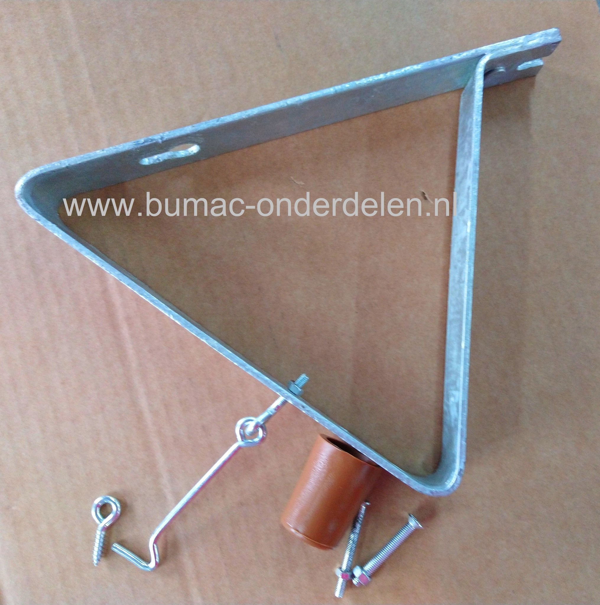 Deurvanger Verzinkt met Windhaak en Buffer 285x40 mm, Vastzethaak 100x4 mm Deuropvanger, Deuropvangbeugel