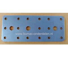 Verbindingsplaat 135x55x2 mm Verzinkt, Afgeronde Hoeken, Gevarieerd (Slob)Gatenpatroon Houten Balken en/of Regels vlak met elkaar te verbinden