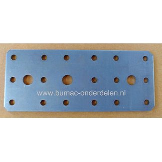 Verbindingsplaat 135x55x2 mm Verzinkt, Afgeronde Hoeken, Gevarieerd (Slob)Gatenpatroon Houten Balken en/of Regels vlak met elkaar te verbinden