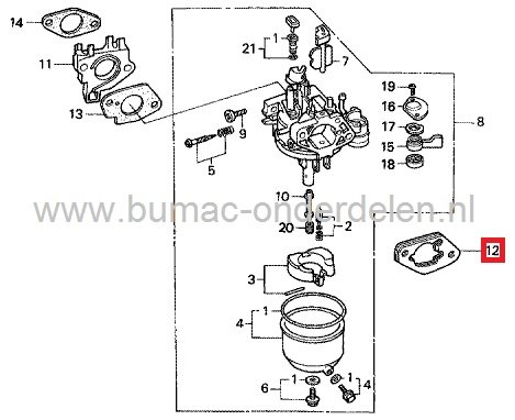 Tussenring voor Carburateur Honda GX240 - GX270 - GX340 - GX390 -GXV390 -  GXV390 Motor op Aggregaat - Tuinfrees - Waterpomp - Houtversnipperaar - Generator, Honda Carburateur Pakking