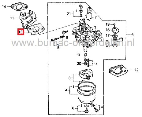 Inlaatpakking voor Honda GX240 - GX270 - GX360 Motor met Horizontale Krukas op Kart - Waterpomp - Tuinfrees - Aggregaat - Houtversnipperaar - Trilplaat - Generator GX 240, GX 270, GX360