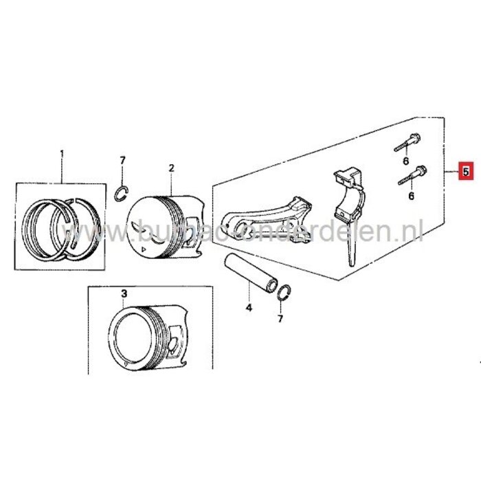 Honda Drijfstang GX240 en GX270 Motor met Horizontale Krukas op Aggregaat - Waterpomp - Trilplaat - Houtversnipperaar - Tuinfrees - Houtversnipperaar, Veegmachine, Generator Drijf Stang Honda GX 240 en GX 270 Motoren, Drijfstangen