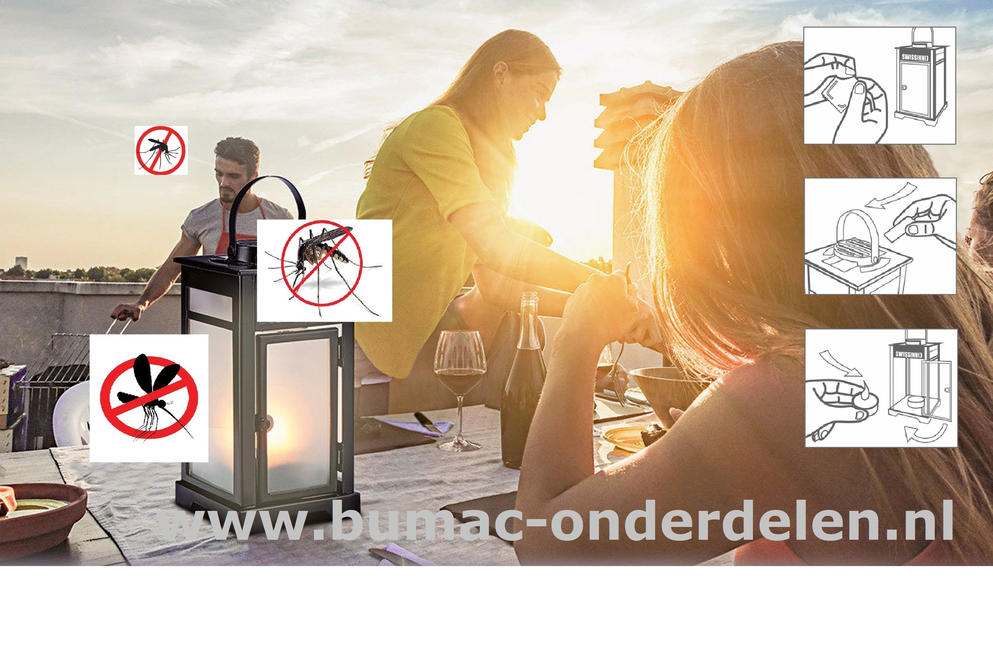 Muggen-stop-Lantaarn, Ideaal tegen Muggen,  Efficiënt en decoratief, Beschermt gedurende 4 uur, Muggenstop, Muggenafweermiddel