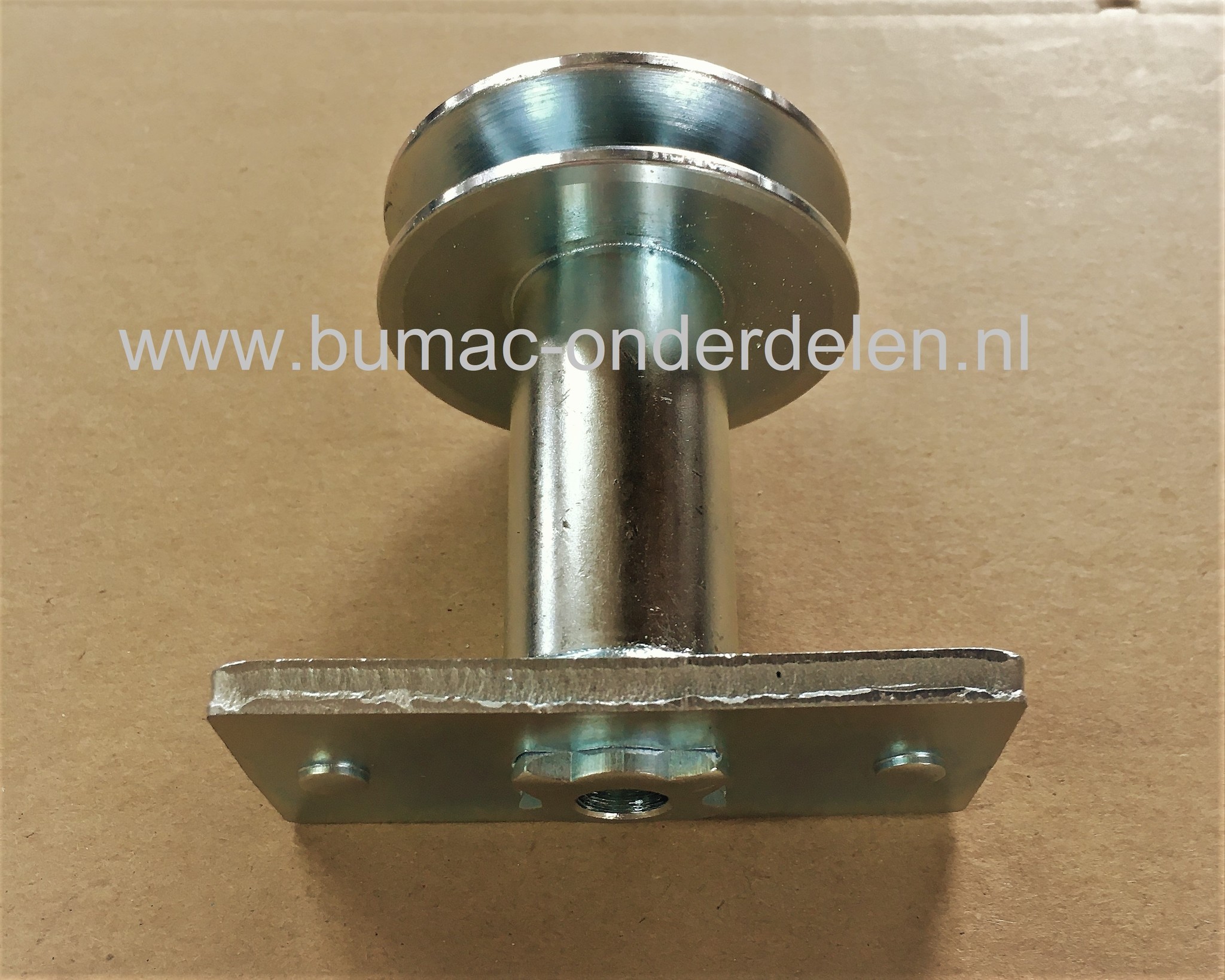 Meshouder met v snaarpoelie voor MTD, Wolf, YardMan, CubCadet, Bolens, grasmaaier, gazonmaaier, loopmaaier, duwmaaier, 46SPB, 46SPO, 48SPB, 53SPB, 53SPO, 511.GLS46A, 511.GLS53A, BL5053, BL6053, CC42SPO, CC46, CC48SPO, CC53SPB, GL46SPO, MTD42S, Optima46SPO