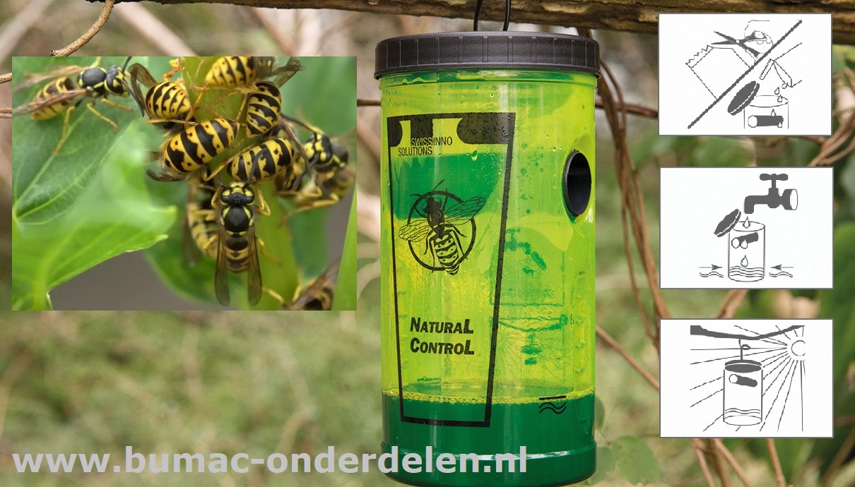 Wespen-Val  Milieuvriendelijke en veilige bescherming tegen wespen Wespen kunnen bijzonder gevaarlijk zijn en een ernstige bedreiging vormen voor mensen met allergieën. Daarom is deze Wespen-Val ontwikkeld, die zeer efficiënt is in het aantrekken en doden