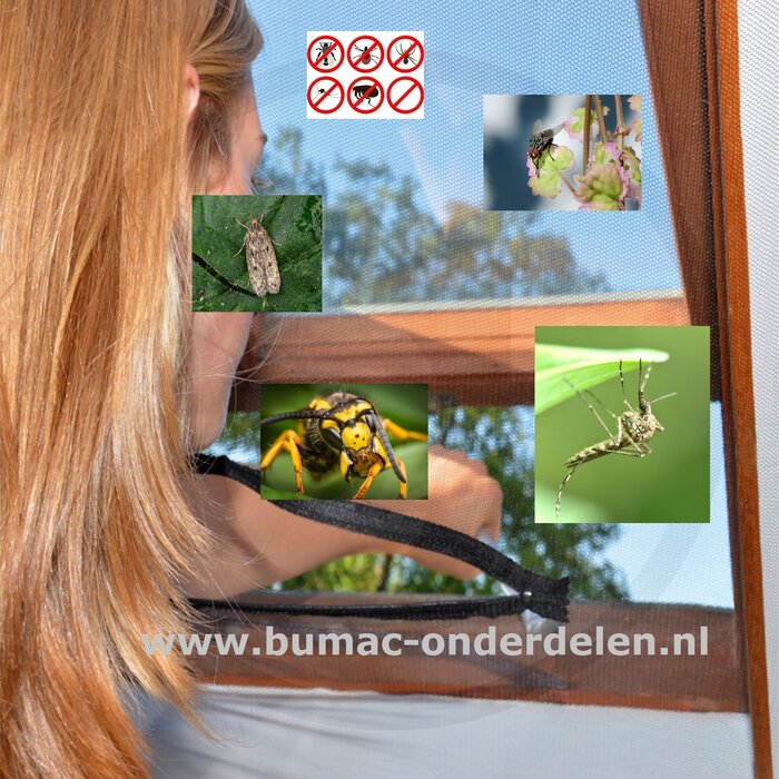 Horgaas Dakraam 150x180 cm  klittenband bevestiging, met praktische rits,  Polyesterweefsel, UV-bestendig, Wasbaar Antraciet Beter leven - met op maat gemaakte insectenbescherming Raamhor Snel, Eenvoudig en Doeltreffend