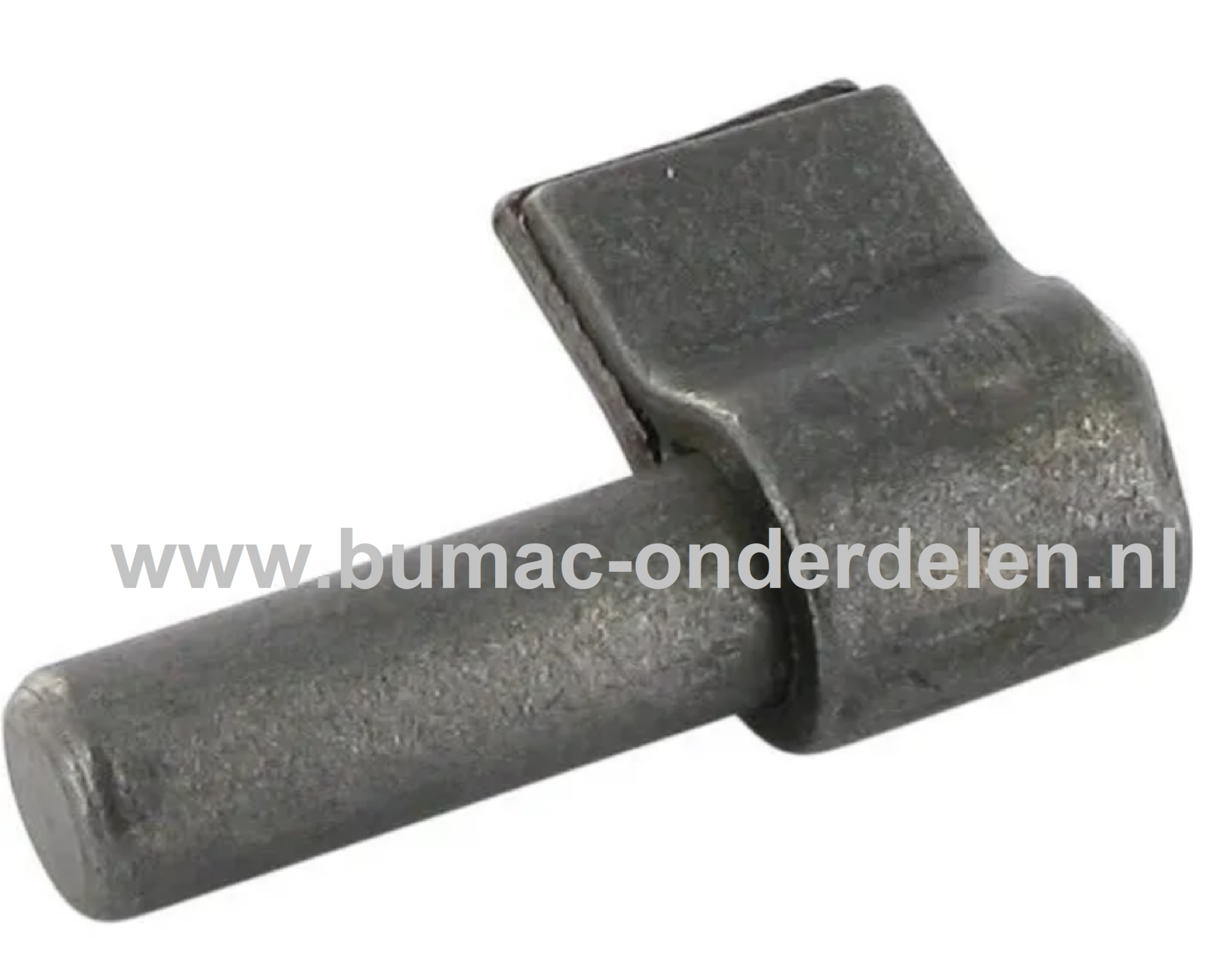 Aanlasduim  Ø 16 mm vervaardigd op een aanlasvoetje om te lassen op een metalen hekwerk/stijl De ronde pen is waar de heng in wordt gehangen Aanlasduim, Pen, Duim, Haak, Poorten, Hekwerk onderdeel