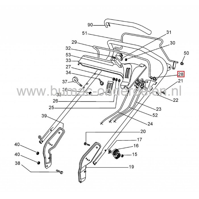 Bus Castelgarden - Stiga - Mountfield - Alpina, Kunststof Bus gebruikt voor hendel Motorrem bij Grasmaaier - Loopmaaier - Cirkelmaaier - Benzinemaaier